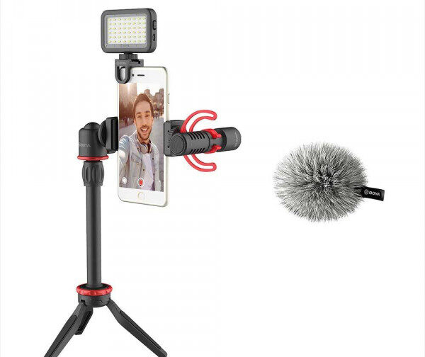 BOYA BY-VG350 Smartphone Vlogger Kit Plus with BY-MM1+ Mic, LED Light, and Accessories