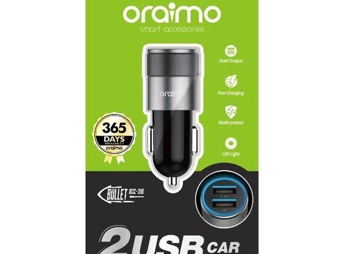Oraimo OCC-31D Dual-Output Car Charger Head - Black